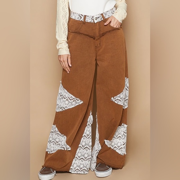 POL Pants - POL Boho Lace Patchwork Wide Leg Pants
Size M